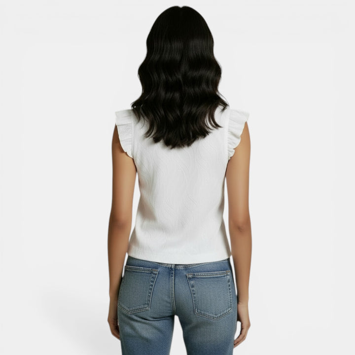 Sleeveless Ruffle Chiffon Blouse