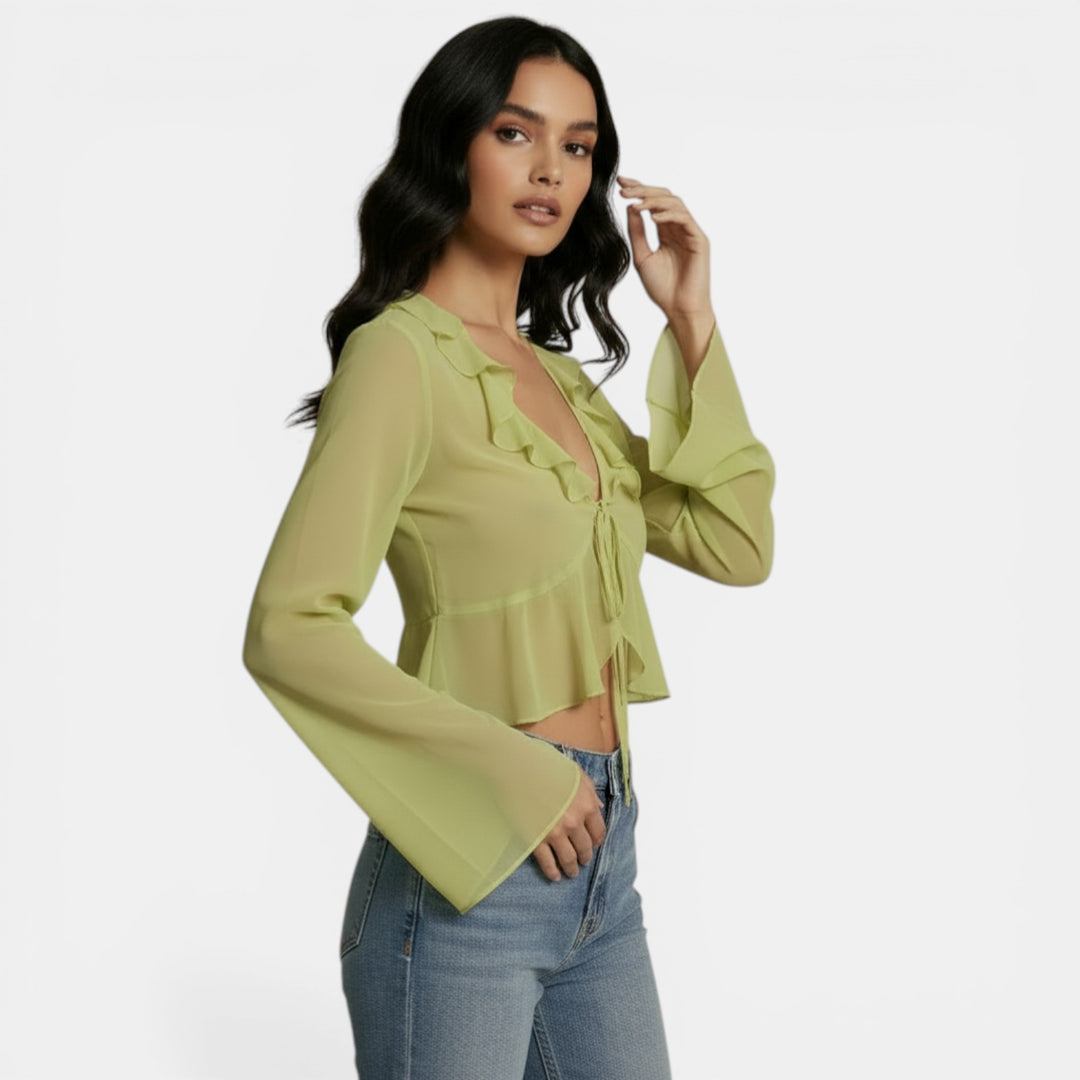 Top Transparente Cuello V Lazo