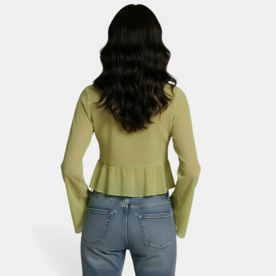 Top Transparente Cuello V Lazo