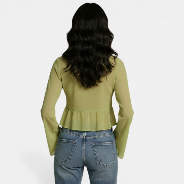Top Transparente Cuello V Lazo