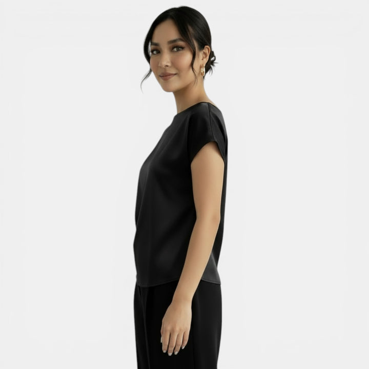 Blusa Satén Manga Corta Elegante