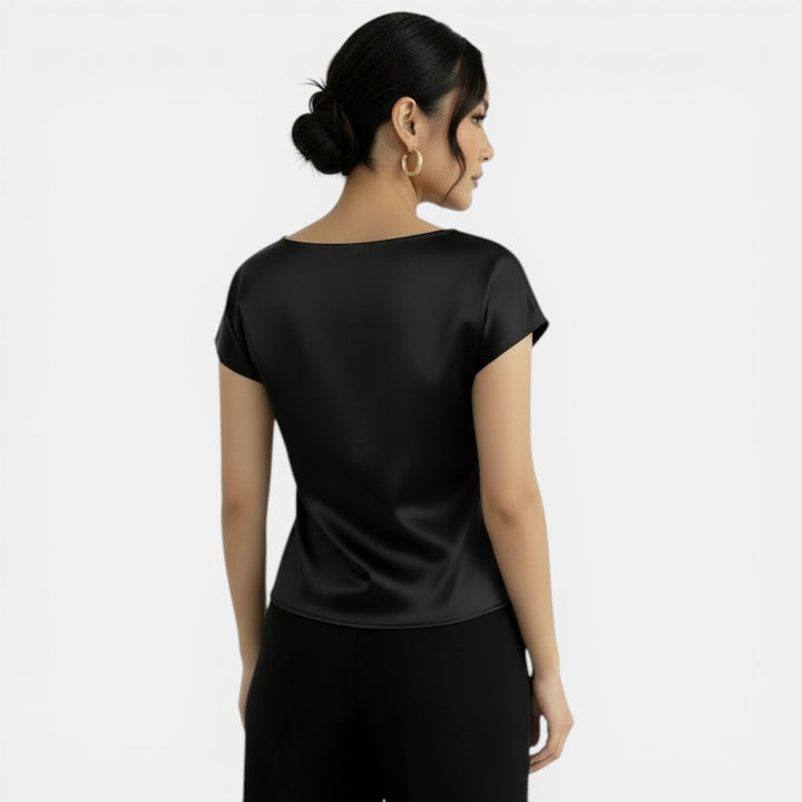 Blusa Satén Manga Corta Elegante