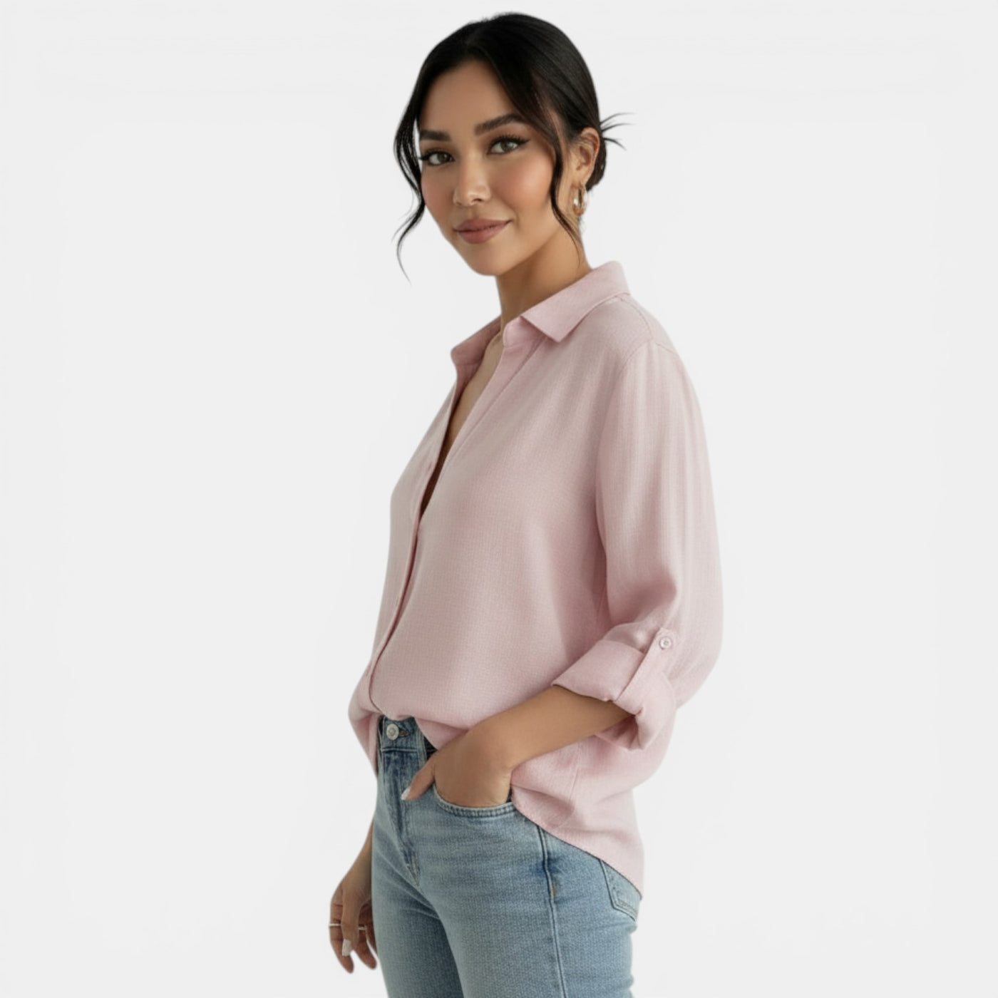 Blusa Lino Mujer Manga Larga