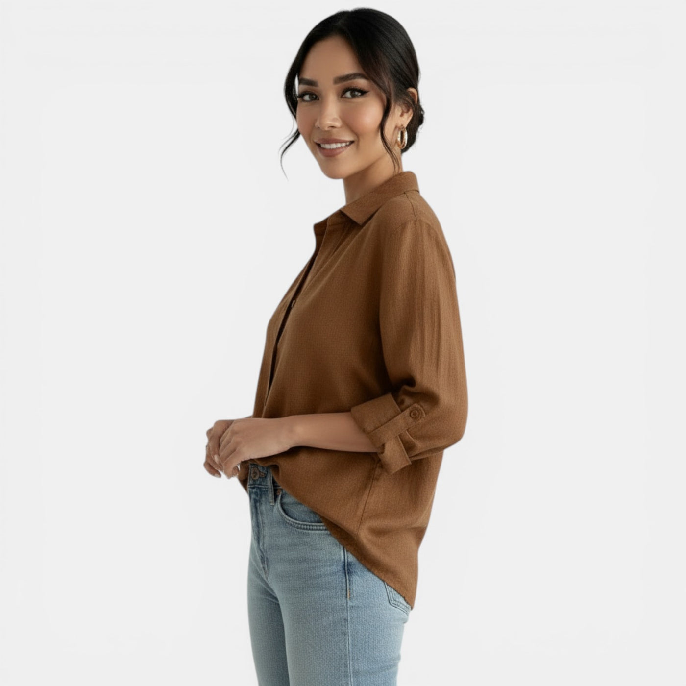 Blusa Lino Mujer Manga Larga