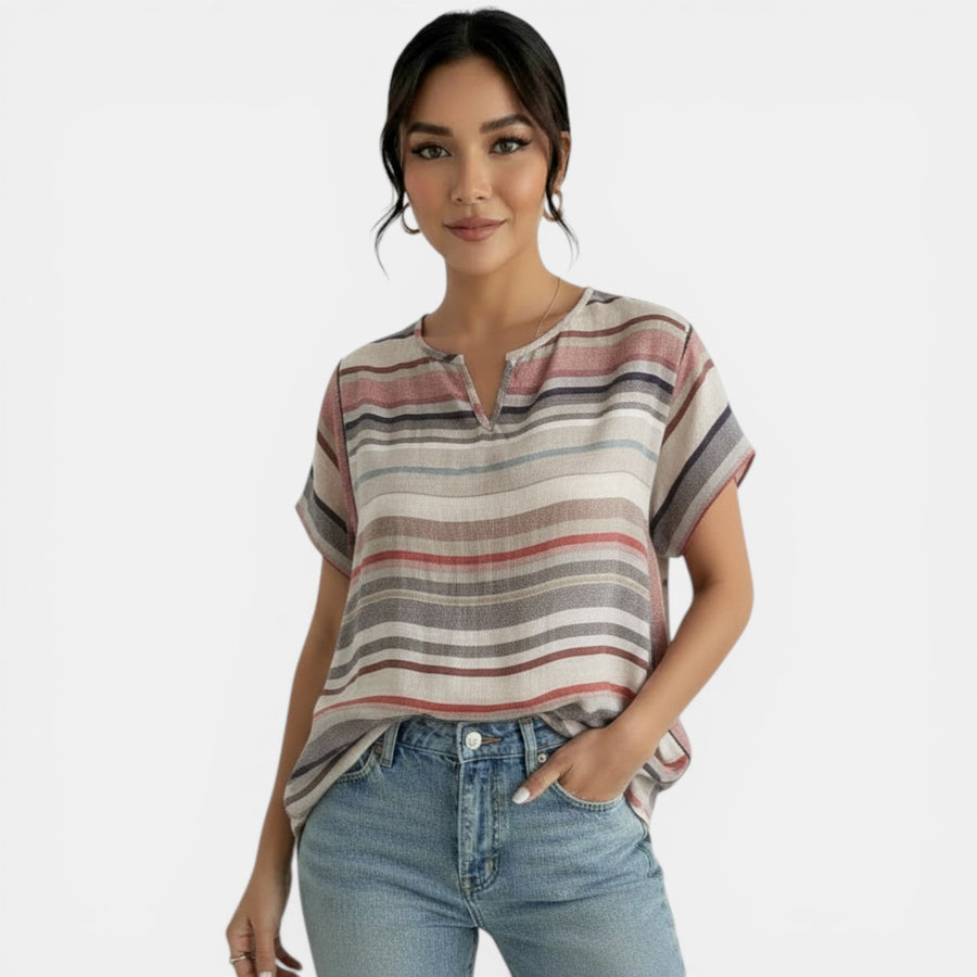 Blusa Lino Rayas Suelta Verano