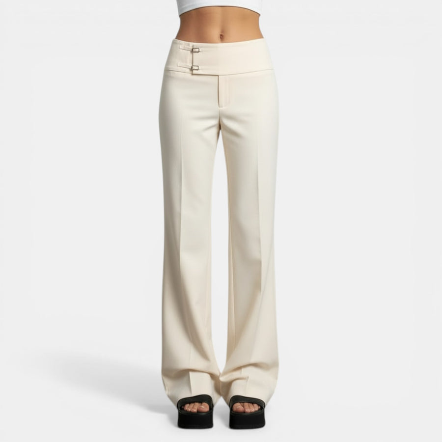 Pantalón Cintura Alta Hebilla Metal