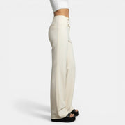 High-Waisted Trousers with Metal Buckle