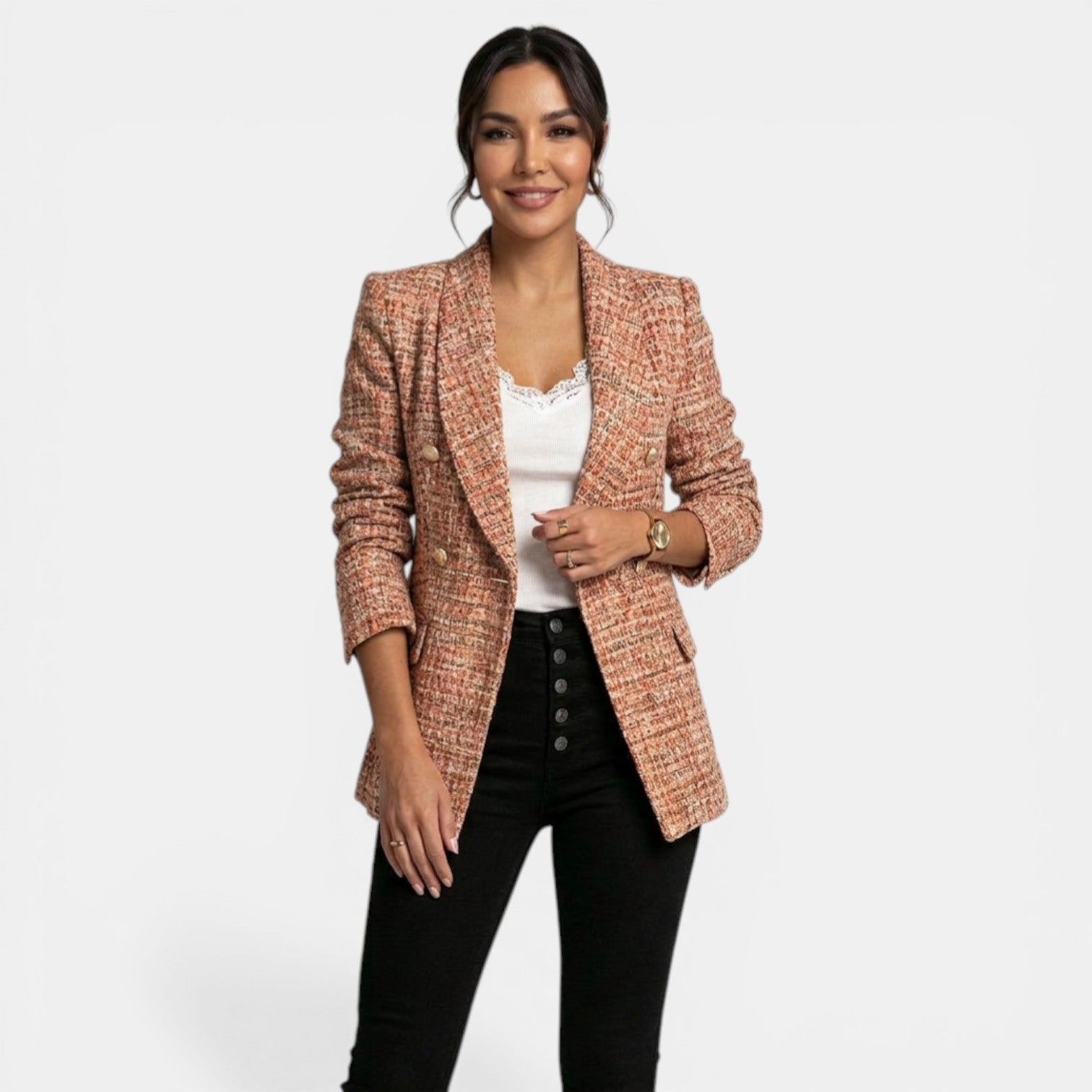Abrigo Blazer Mujer Doble Botonadura Estampado