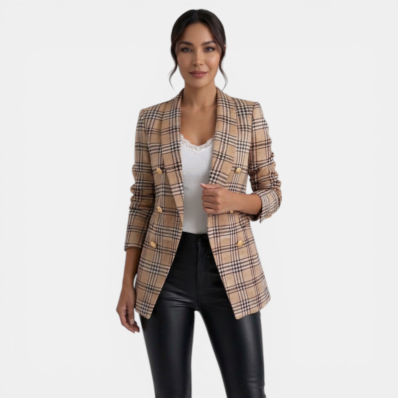 Abrigo Blazer Mujer Doble Botonadura Estampado