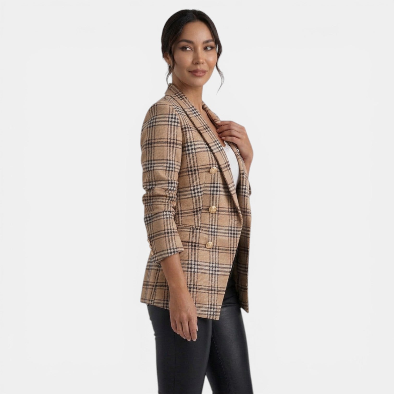 Abrigo Blazer Mujer Doble Botonadura Estampado