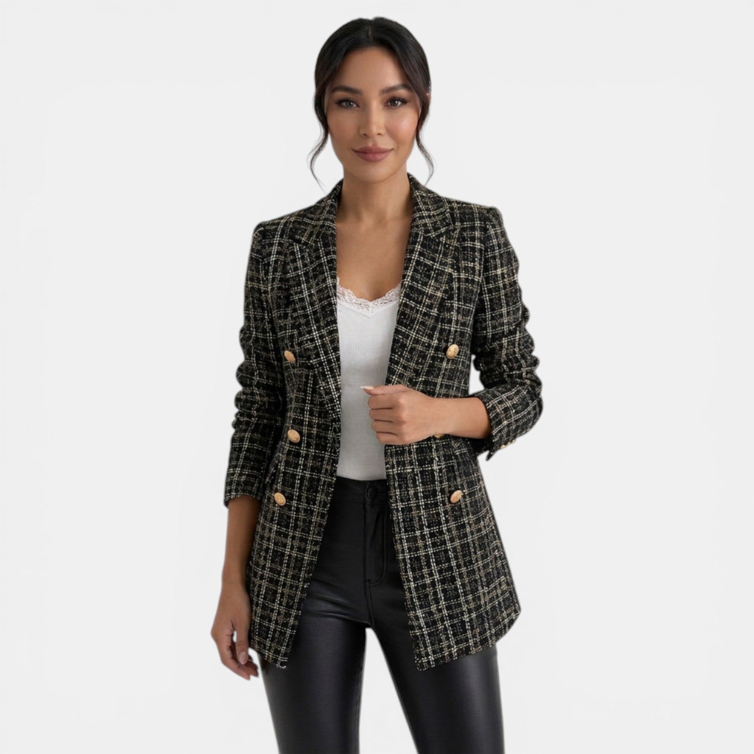 Abrigo Blazer Mujer Doble Botonadura Estampado