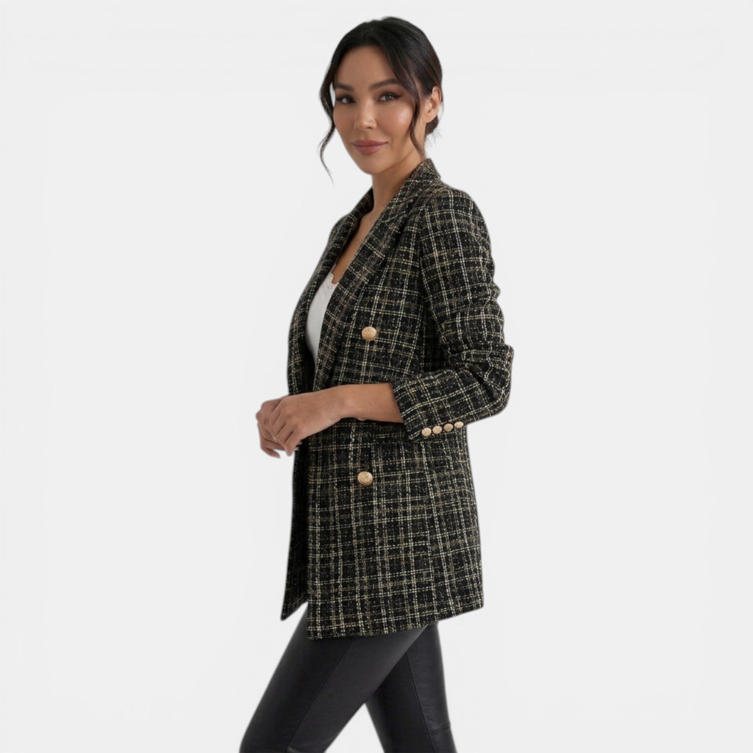 Abrigo Blazer Mujer Doble Botonadura Estampado