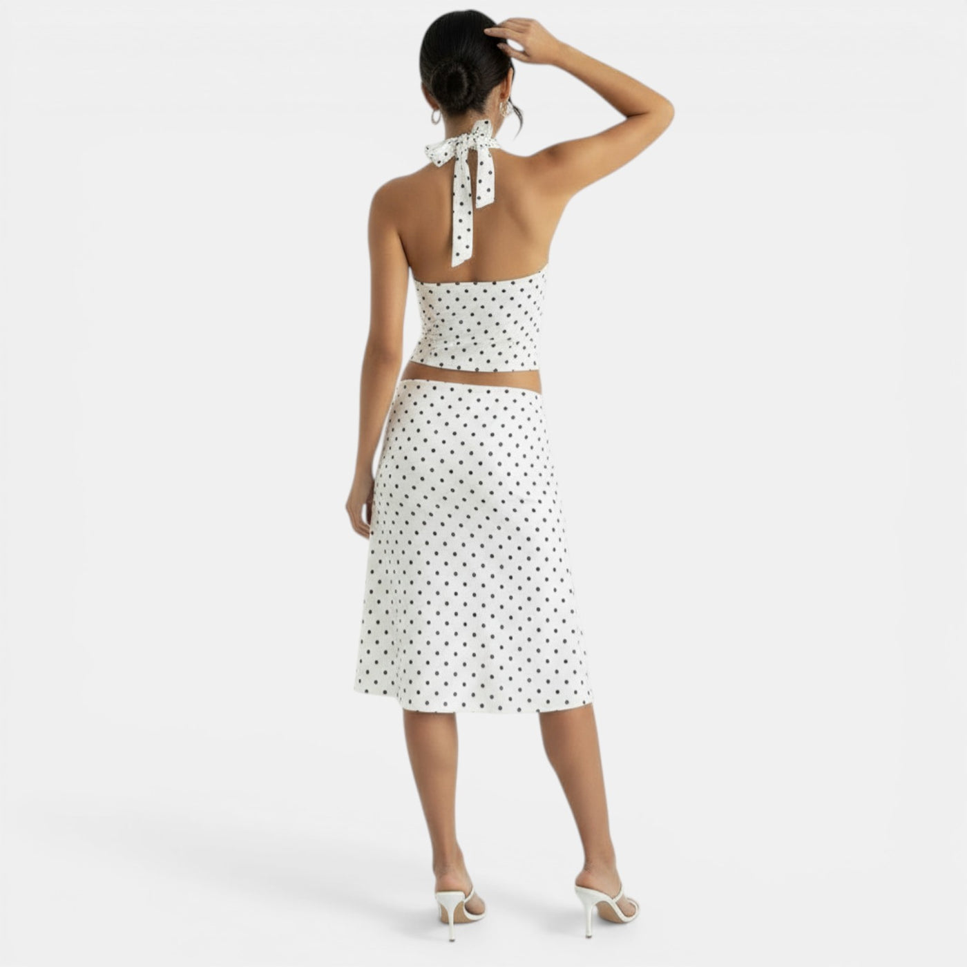 Conjunto Verano Halter Lunares Blanco