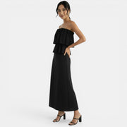 Conjunto Negro Tubo y Falda Midi Elegante