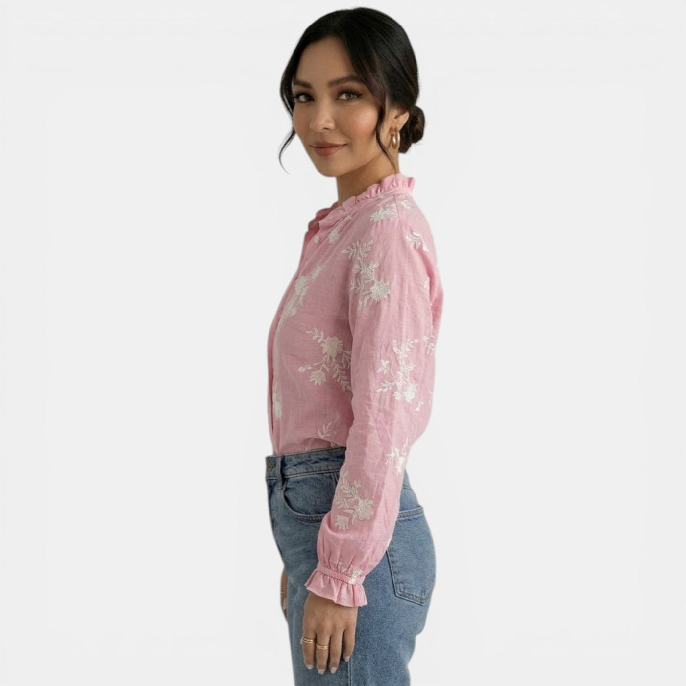 Camisa Rosa Estampada Mujer
