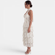 Vestido Midi Lunares Mujer Elegante