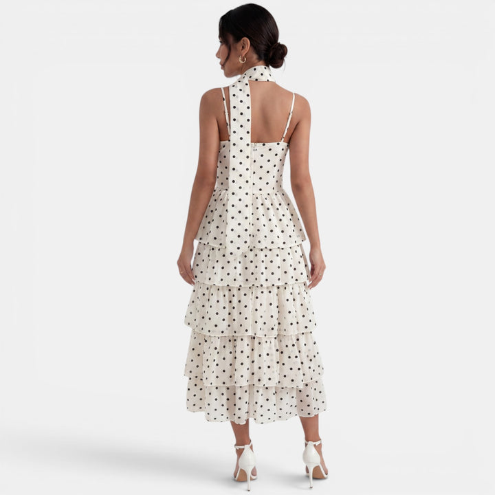 Vestido Midi Lunares Mujer Elegante