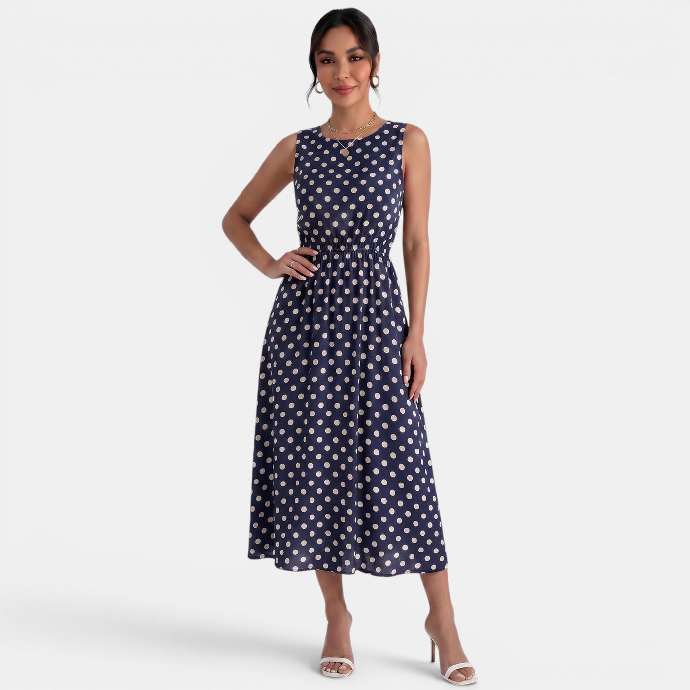 Women's Summer Polka Dot Midi Dress