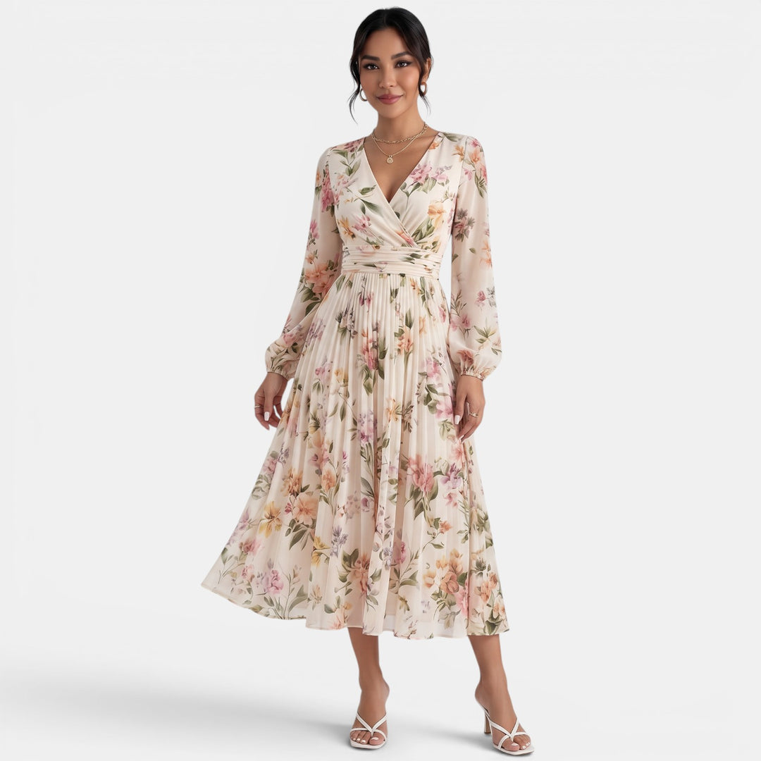 Vestido Midi Floral Elegante Mujer