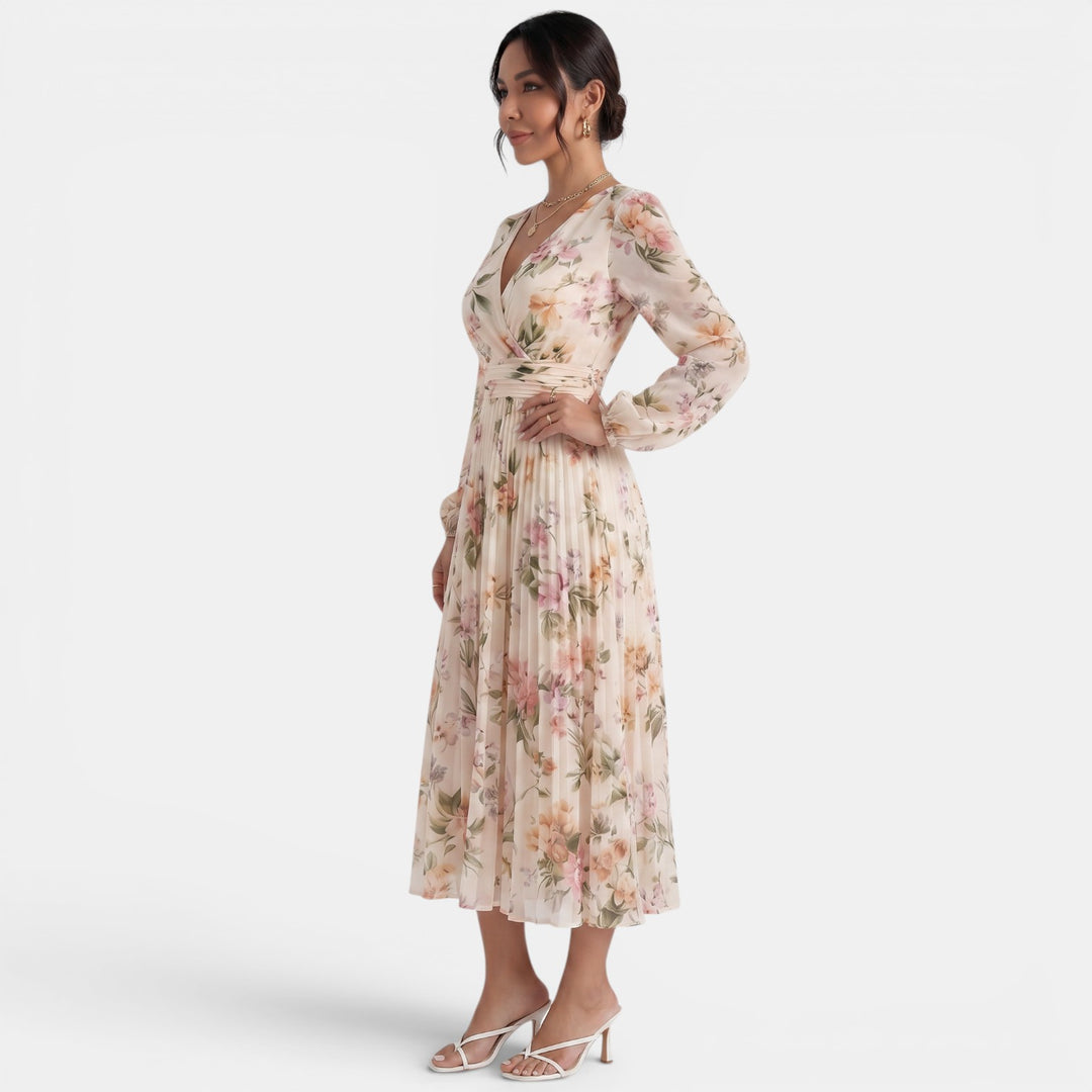 Vestido Midi Floral Elegante Mujer