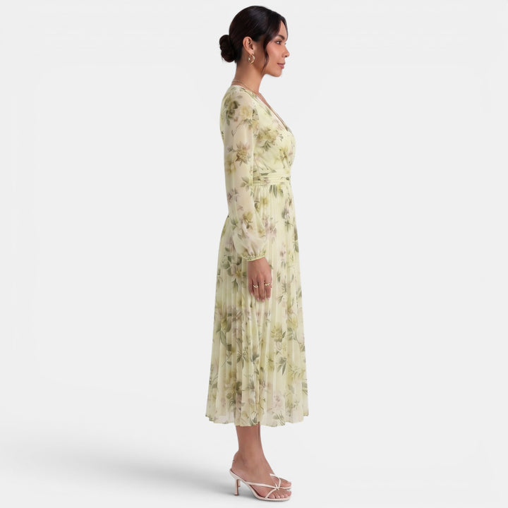 Vestido Midi Floral Elegante Mujer