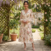 Elegant Floral Midi Dress for Women