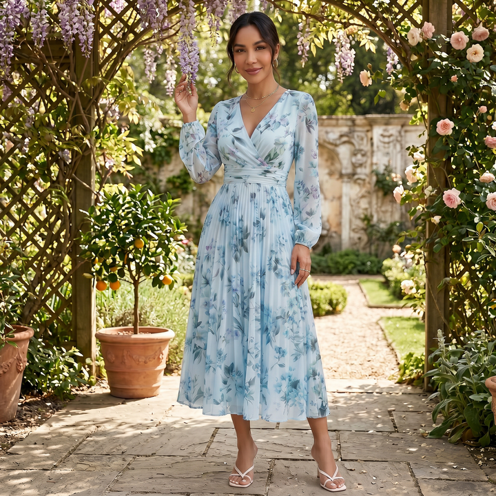 Vestido Midi Floral Elegante Mujer