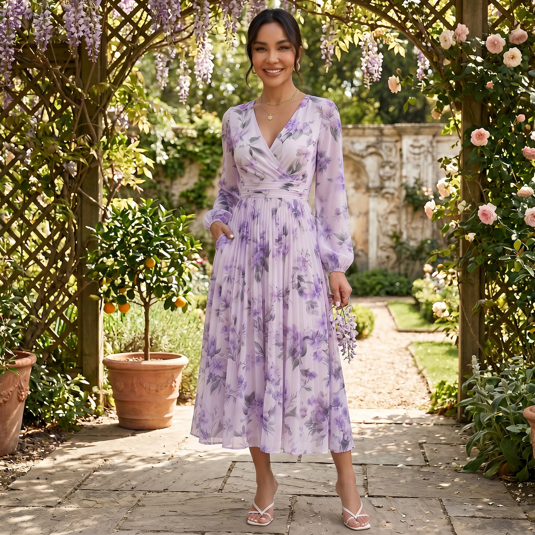 Vestido Midi Floral Elegante Mujer
