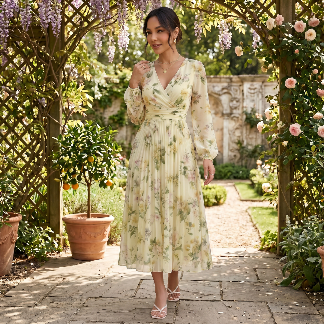 Vestido Midi Floral Elegante Mujer
