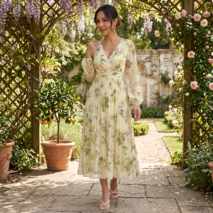 Vestido Midi Floral Elegante Mujer