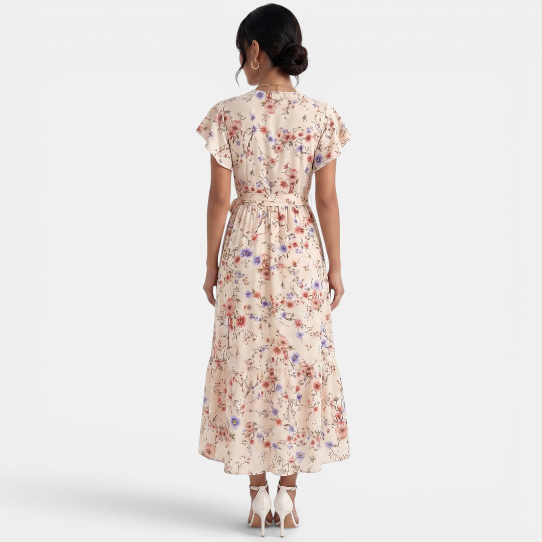 Vestido Largo Mujer Beige Boho Floral
