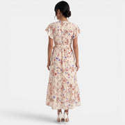 Women's Long Beige Boho Floral Dress
