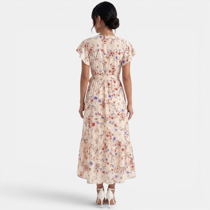 Vestido Largo Mujer Beige Boho Floral