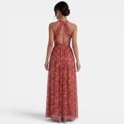 Red Floral Halter Maxi Dress