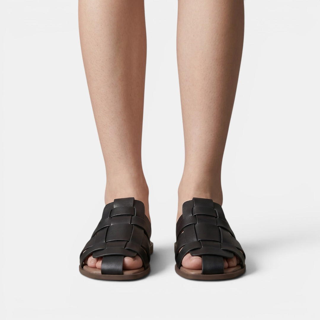Sandalias Mules Slides Mujer Piel Negra