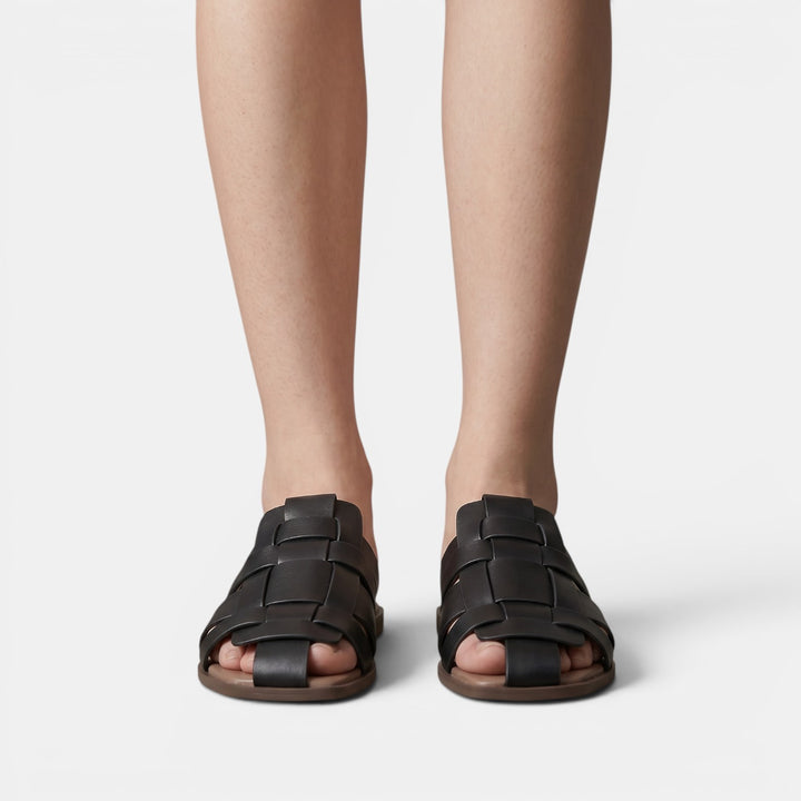 Sandalias Mules Slides Mujer Piel Negra