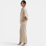 Women's Linen Summer Short Sleeve Set