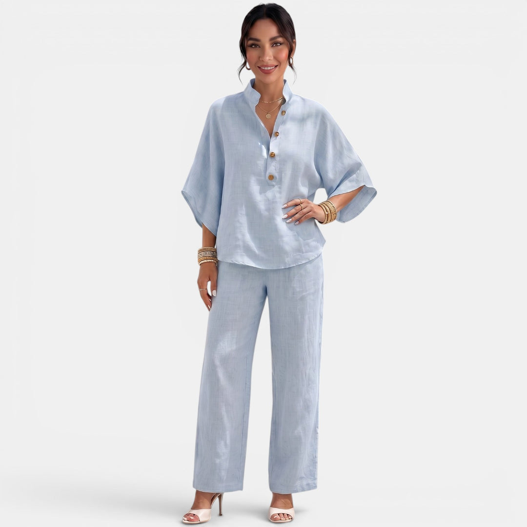 Conjunto Lino Mujer Verano Manga Corta