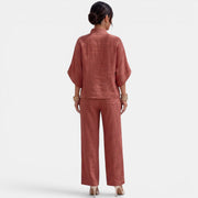 Women's Linen Summer Short Sleeve Set