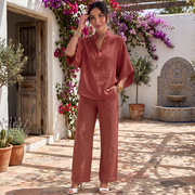 Women's Linen Summer Short Sleeve Set