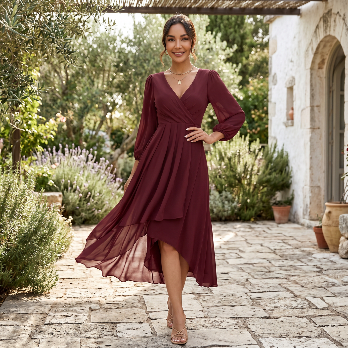 Vestido Midi Mujer Escote V