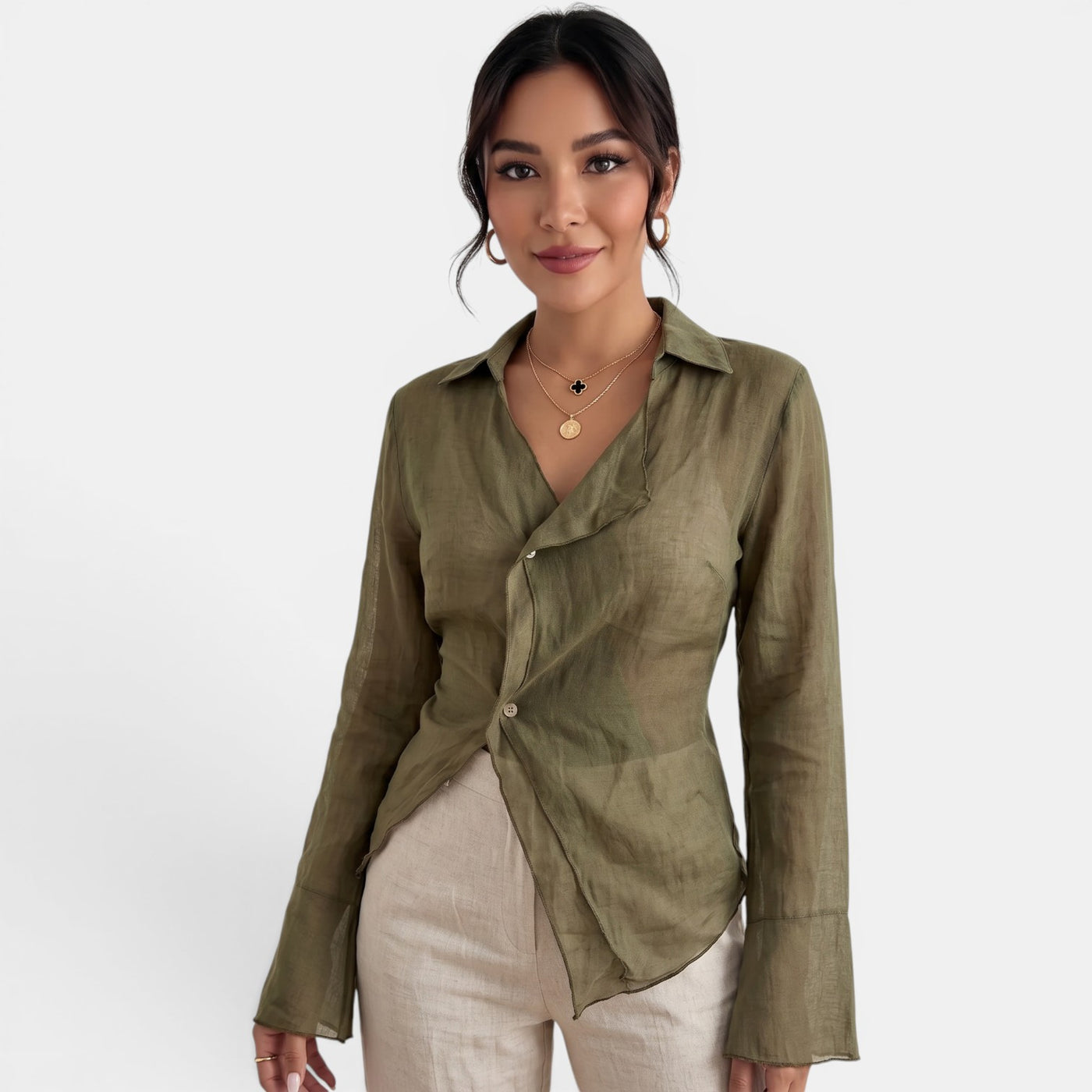 Blusa Lino Mujer Elegante