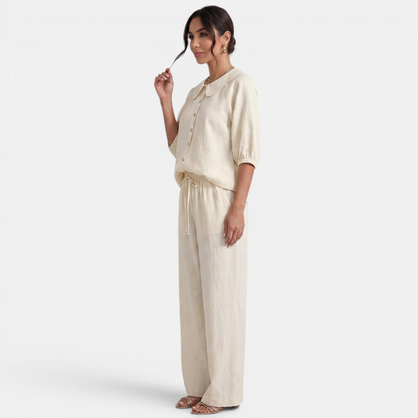 Linen Summer Puff Sleeve Set