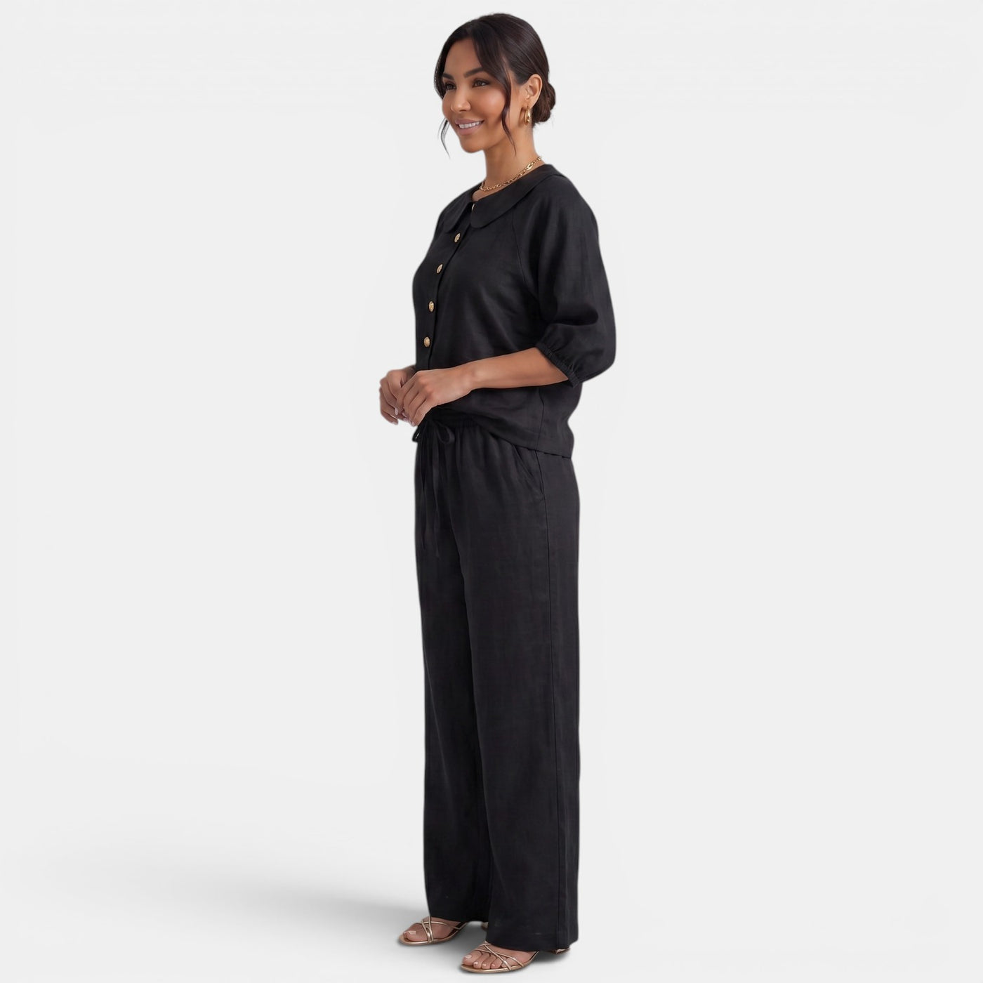 Linen Summer Puff Sleeve Set