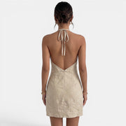 Women's Khaki Halter Mini Dress