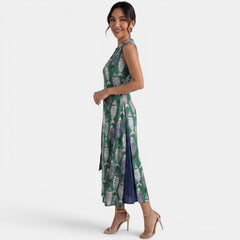 Vestido Lino Verde Midi Mujer Verano