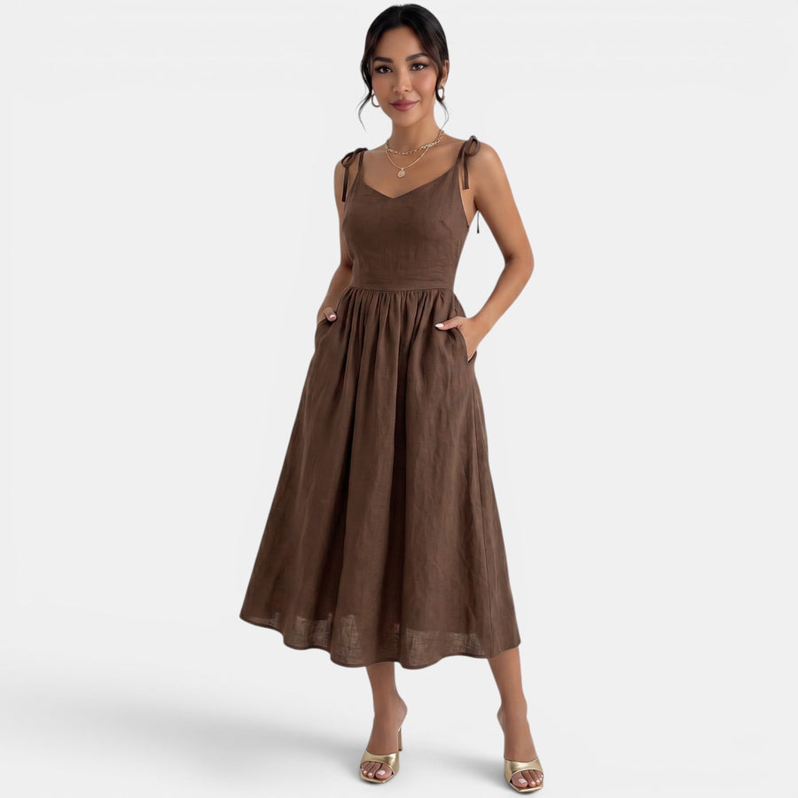 Vestido Midi Lino A-Line Verano
