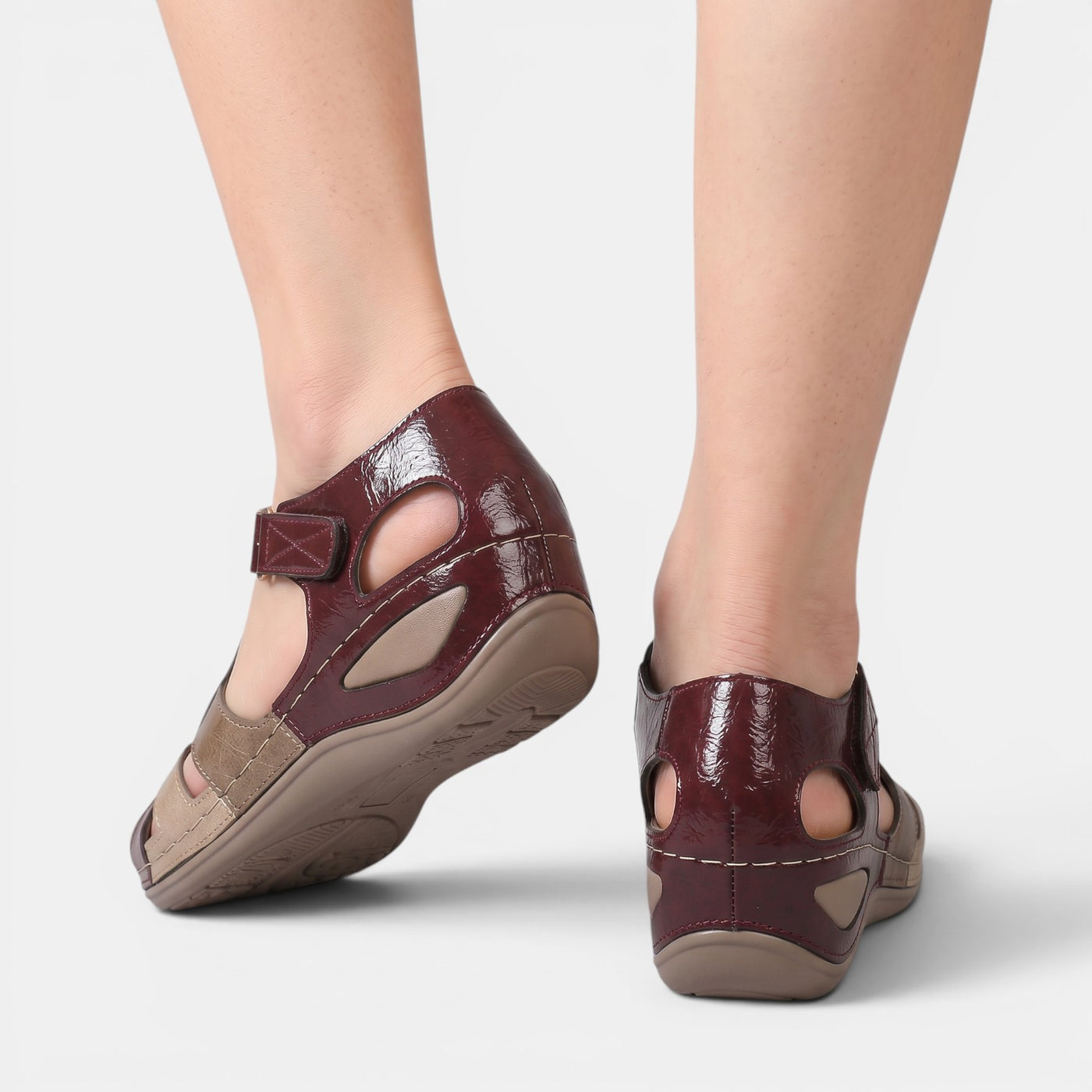Women's Leather Crossover Strap Wedge Sandals