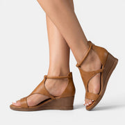 Women's Leather Summer Wedge Sandals