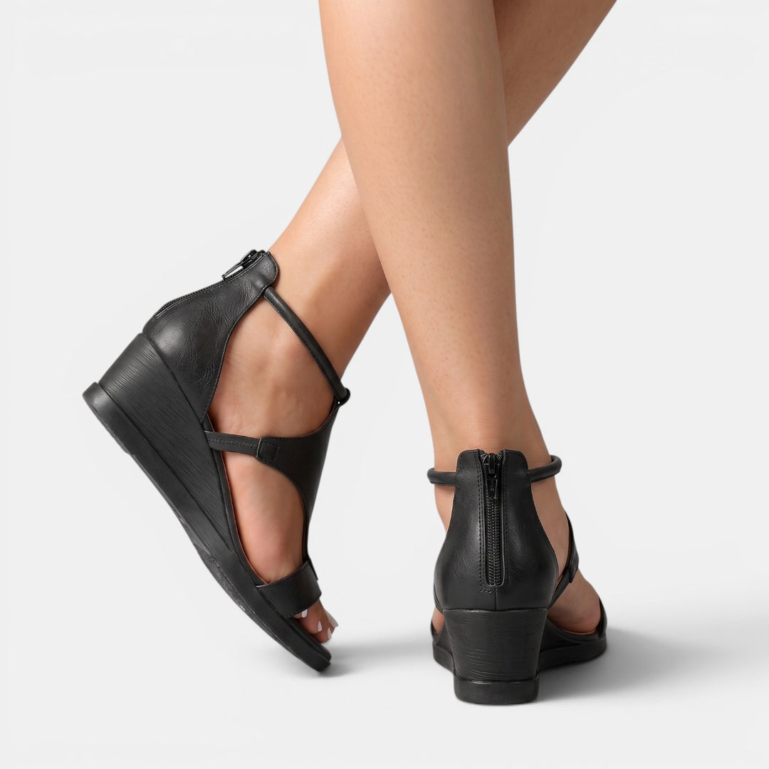 Sandalias Cuña Verano Mujer Piel